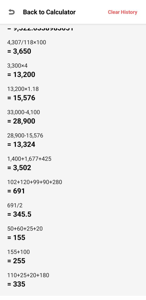 calculator pro history ss